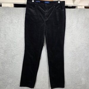 Talbots Women's Size 14 Corduroy Pants High-Waist Straight-Leg‎ Black Casual